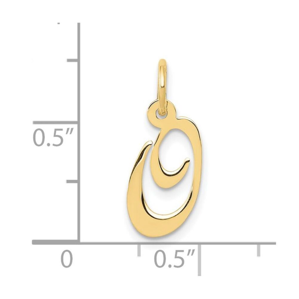 10k Yellow Gold Small Fancy Script Initial O Charm - image 3